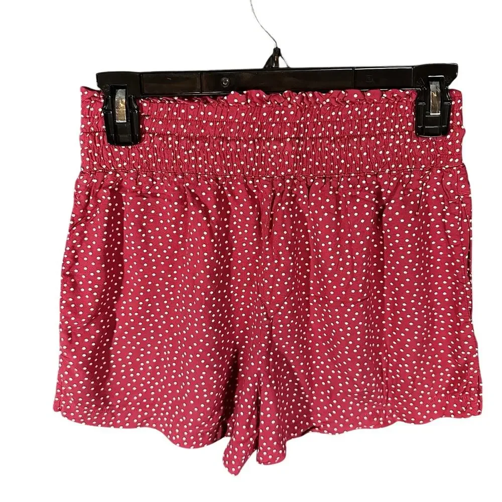 Abercrombie & Fitch Polka Dot Smocked Waist Shorts Red Size S